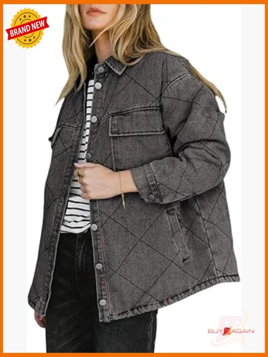 Jackets & Blazers - Oversized Denim Jacket Shacket Long Sleeve Button Down with Pockets